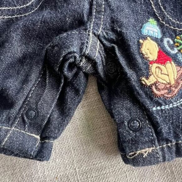 Vintage Disney Baby Store Winnie the Pooh Denim Embroidered Overalls Newborn - Picture 7 of 7
